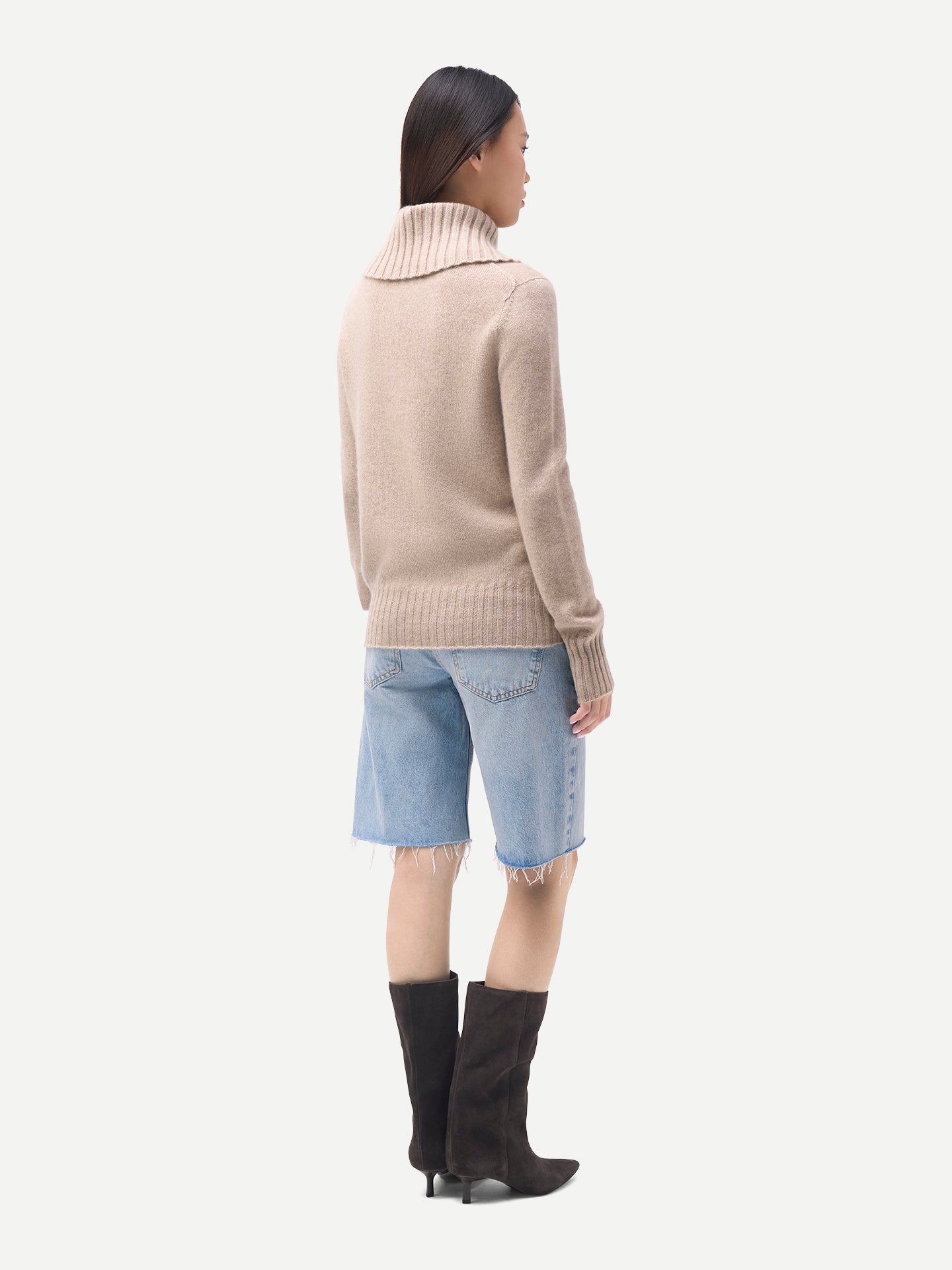 Organic Colour Fold-Over Turtleneck Cashmere Jumper