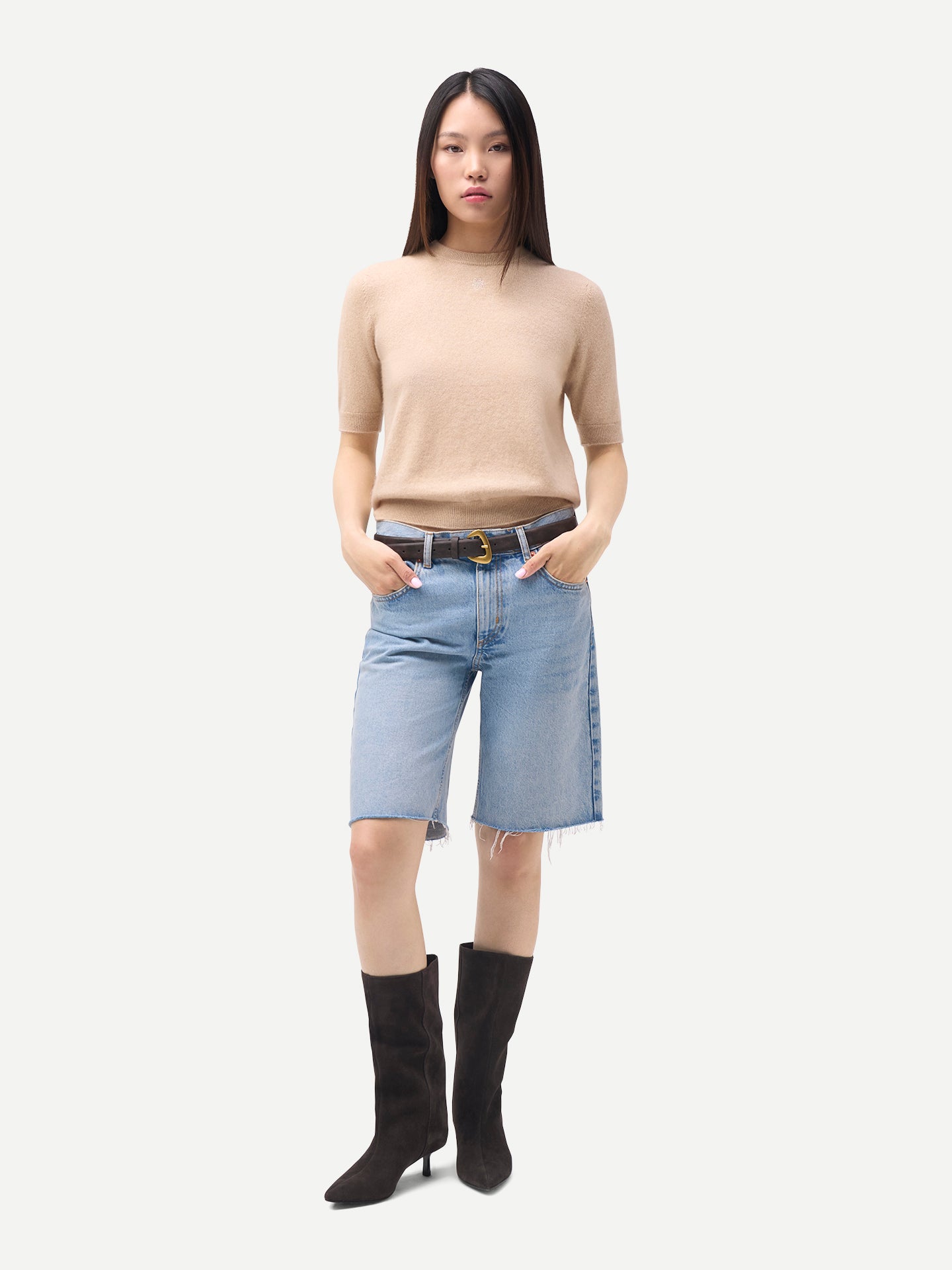 Organic Colour Short-Sleeve Cashmere Jumper