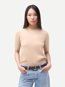 Women's Short-Sleeve Cashmere Jumper Beige | GOBI UK