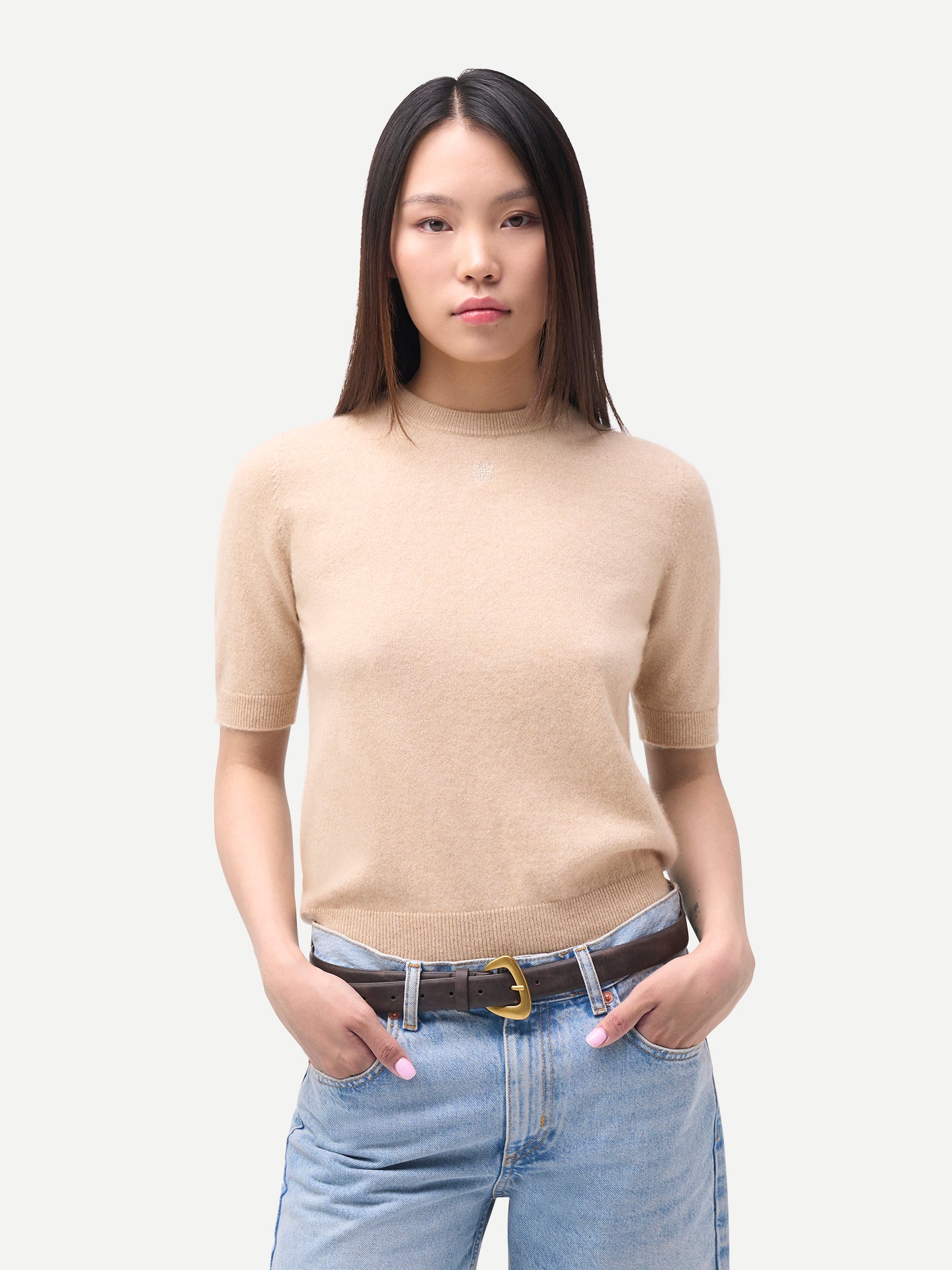 Organic Colour Short-Sleeve Cashmere Jumper