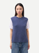 Women’s Crewneck Textured Cashmere Vest | GOBI UK #color_crown-blue