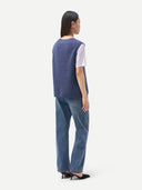 Women’s Crewneck Textured Cashmere Vest | GOBI UK #color_crown-blue
