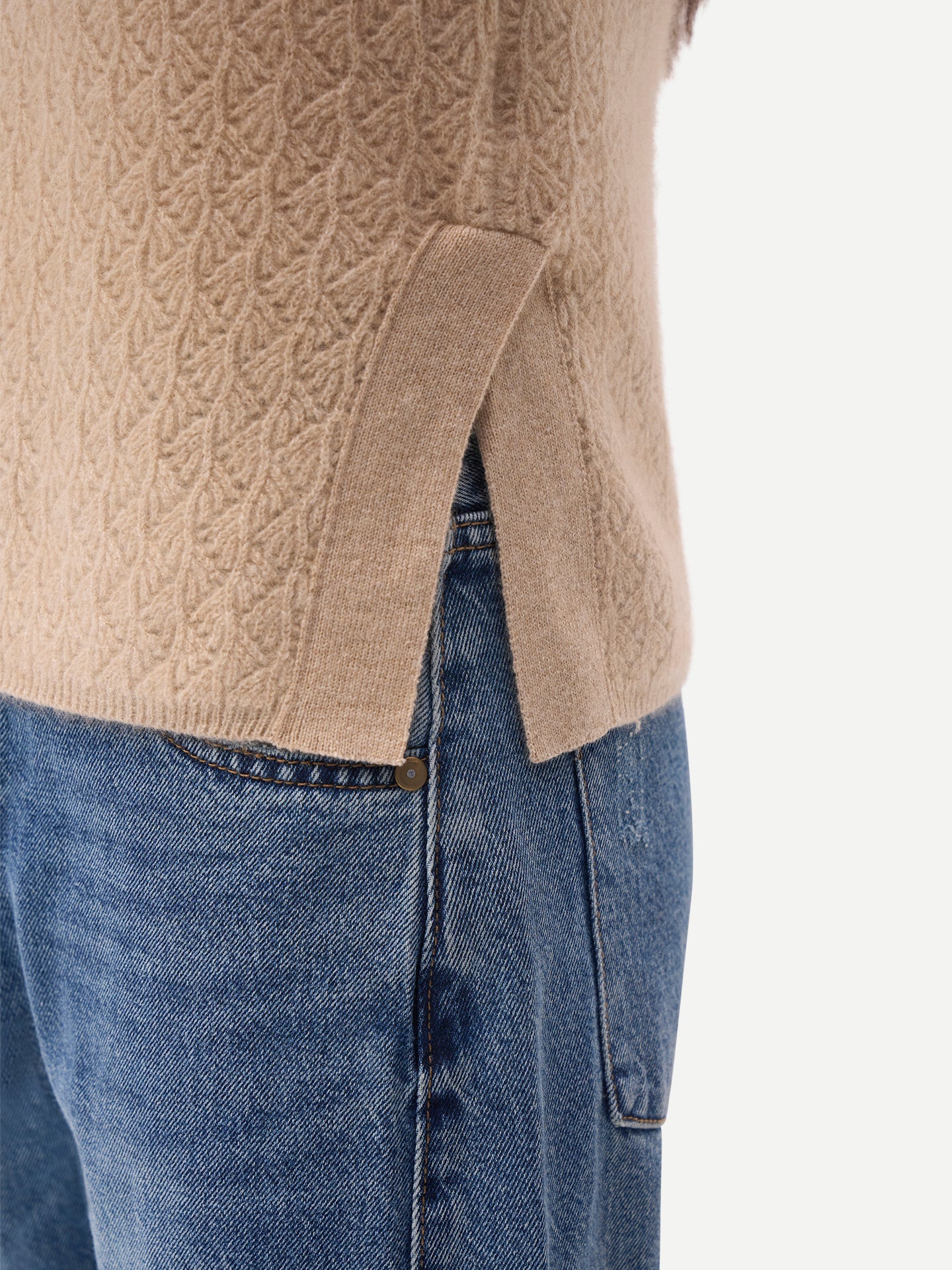 Organic Colour  Ajour Knit Crewneck Cashmere Vest