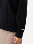 Women T-Neck  Cashmere Jumper Black - Gobi Cashmere