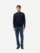 Men's Classic Half-Zip Cashmere Jumper Navy | GOBI UK #color_navy-blazer