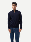 Men's Classic Half-Zip Cashmere Jumper Navy | GOBI UK