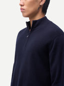 Men's Classic Half-Zip Cashmere Jumper Navy | GOBI UK