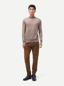 Men Cashmere Silk High Neck Jumper Taupe - Gobi Cashmere
