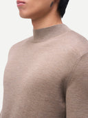 Men Cashmere Silk High Neck Jumper Taupe - Gobi Cashmere