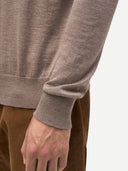 Men Cashmere Silk High Neck Jumper Taupe - Gobi Cashmere