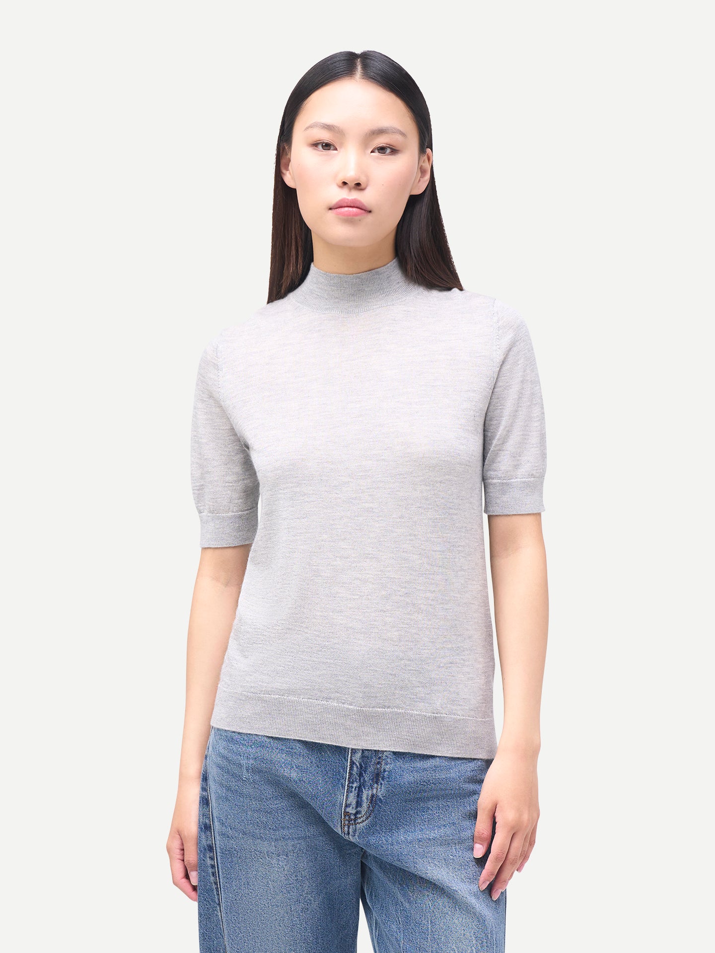 Cashmere Silk Shirt with High Neck