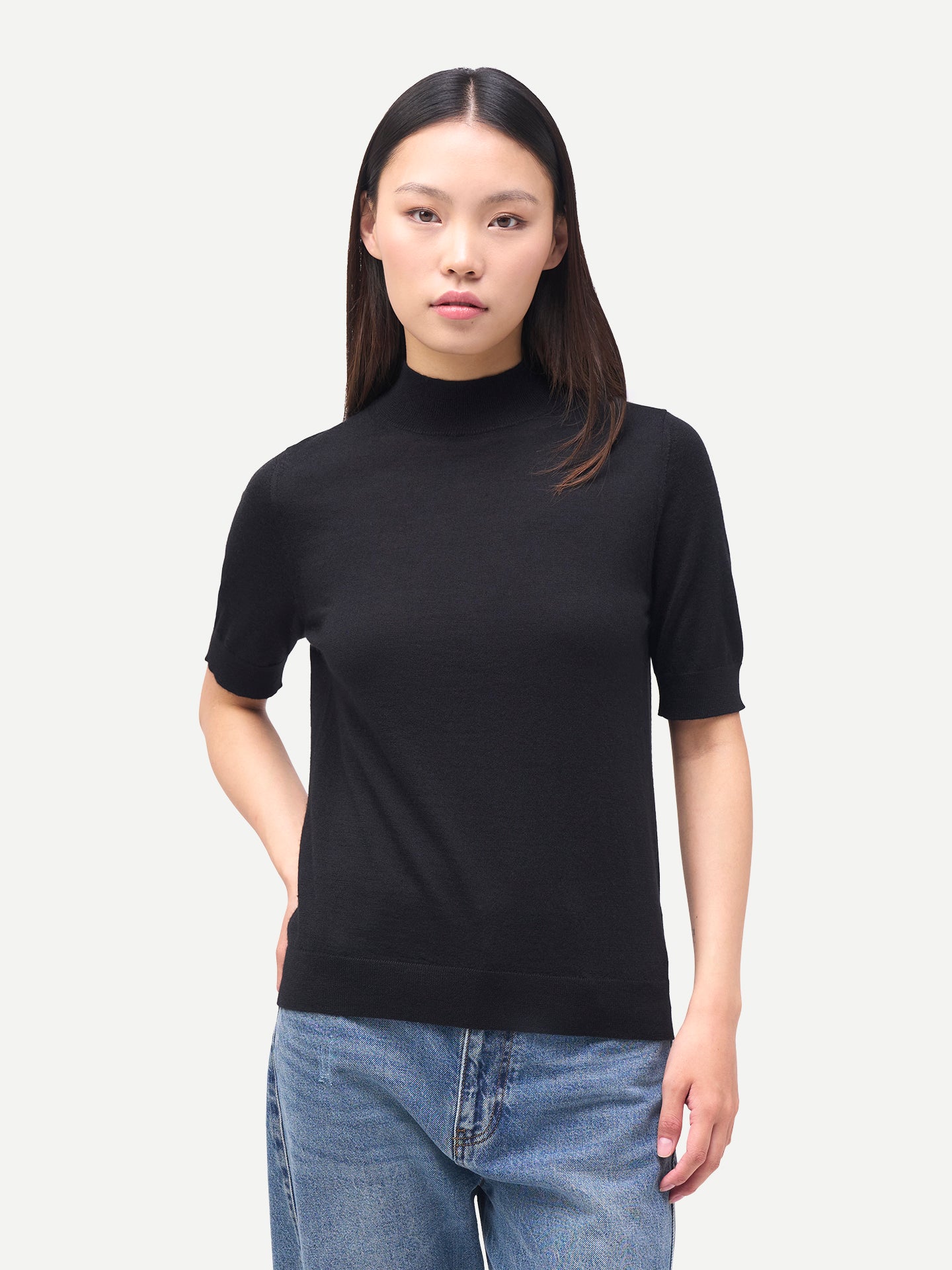 Cashmere Silk Shirt with High Neck