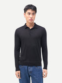 Men's Cashmere Silk Polo Shirt Black | GOBI Cashmere