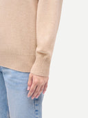 Organic Colour Women T-Neck  Cashmere Jumper Beige - Gobi Cashmere