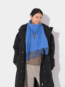 Unisex Cashmere Fringed Scarf Blue - Gobi Cashmere
