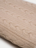 Unisex Cashmere Cable Knit Blanket Beige- Gobi Cashmere #color_beige