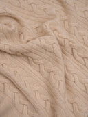 Unisex Cashmere Cable Knit Blanket Beige- Gobi Cashmere