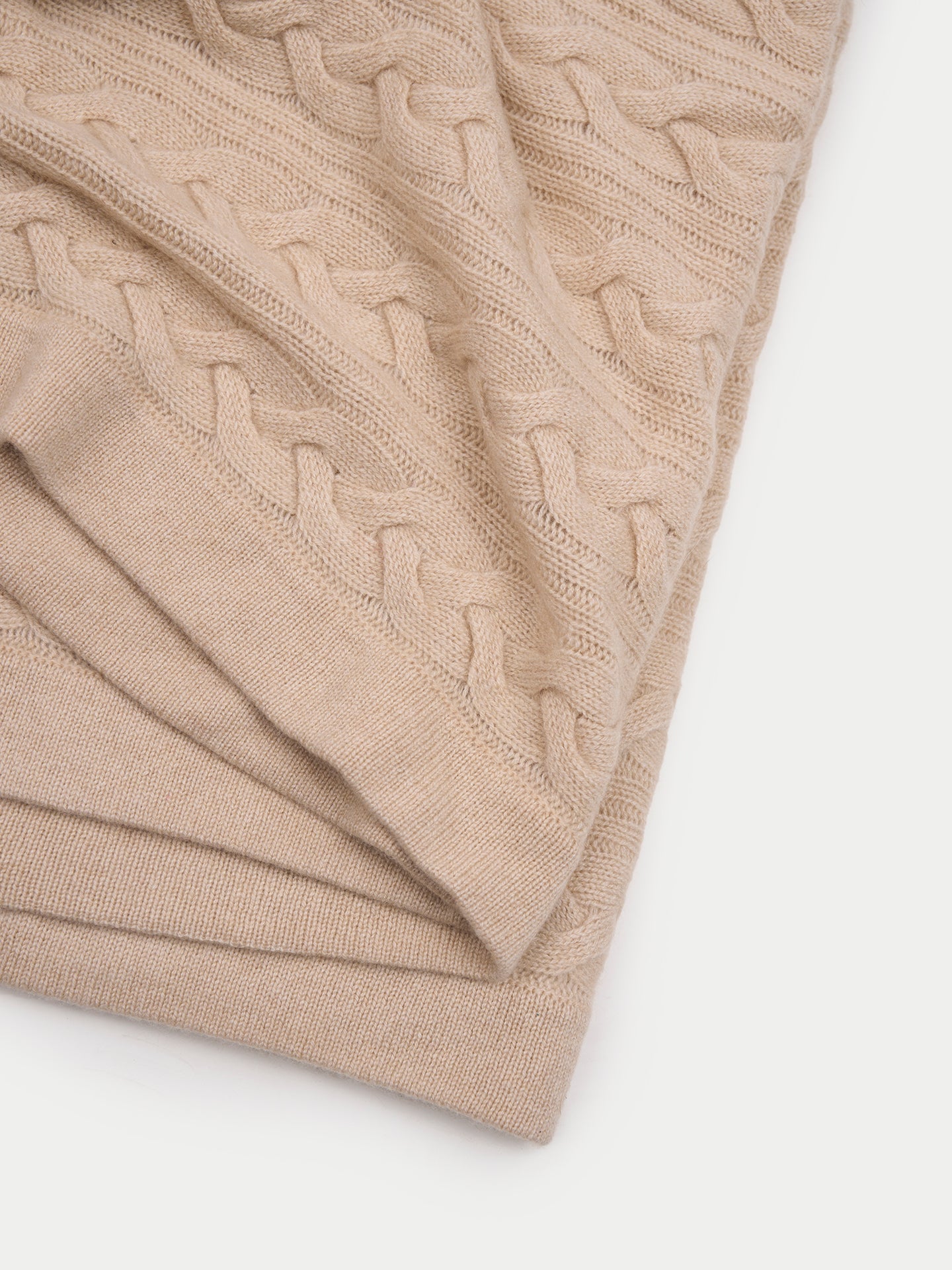 Organic Colour Cable Knit Cashmere Blanket