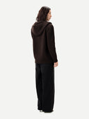 Wide-Shoulder Hooded Cashmere Cardigan Brown | GOBI UK #color_mole