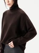 Unisex High-Neck Cashmere Jumper | GOBI UK #color_mole