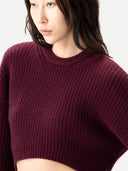 Oval-Sleeve Cropped Cashmere Jumper | GOBI UK #color_burgundy