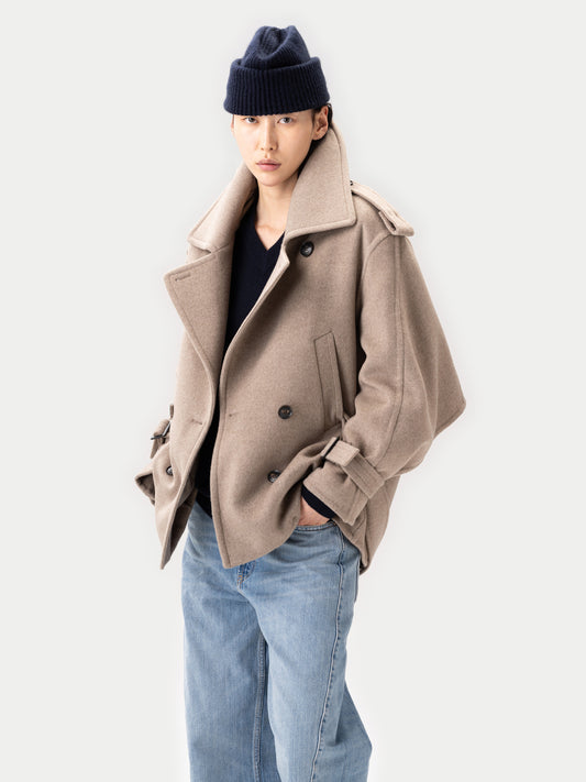 Trench-Style Cashmere Peacoat