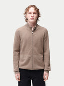 Men’s High-Neck Full-Zip Cashmere Cardigan Taupe | GOBI UK #color_taupe