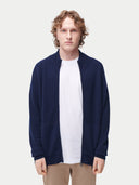 High Neck Cashmere Cardigan | GOBI Cashmere #color_navy