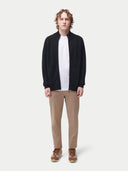 Men’s High-Neck Full-Zip Cashmere Cardigan Black | GOBI UK #color_black