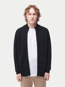 Men’s High-Neck Full-Zip Cashmere Cardigan Black | GOBI UK #color_black