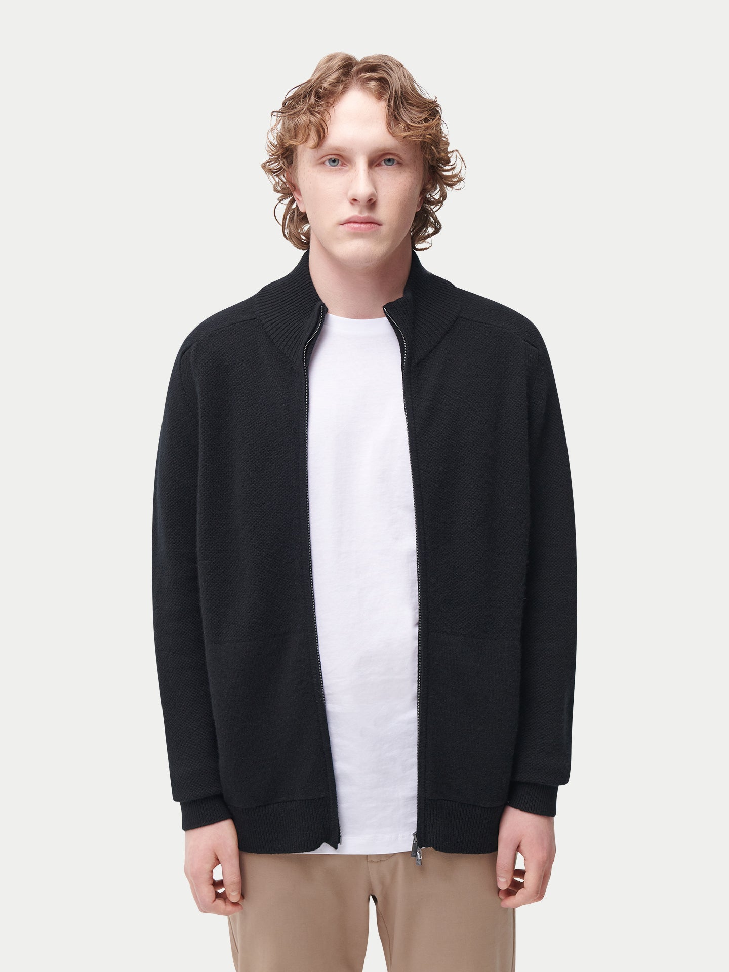 High Neck Full-Zip Cashmere Cardigan