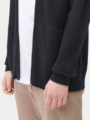 Men’s High-Neck Full-Zip Cashmere Cardigan Black | GOBI UK #color_black