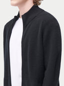 Men’s High-Neck Full-Zip Cashmere Cardigan Black | GOBI UK #color_black