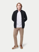 Men’s High-Neck Full-Zip Cashmere Cardigan Black | GOBI UK #color_black