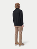 Men’s High-Neck Full-Zip Cashmere Cardigan Black | GOBI UK #color_black