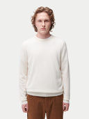Men’s Cashmere Crew Neck Sweater in White | GOBI UK