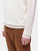 Men’s Cashmere Crew Neck Sweater in White | GOBI UK #color_white