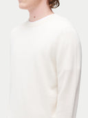 Men’s Cashmere Crew Neck Sweater in White | GOBI UK