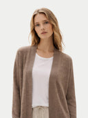 Organic Colour Ajour Knit Open-Front Cashmere Cardigan Taupe - Gobi Cashmere #color_taupe