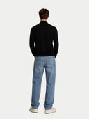 Men Cashmere Silk High Neck Jumper Black - Gobi Cashmere