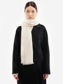 Women's Cashmere Lightweight Woven Scarf White - Gobi Cashmere #color_soft-white