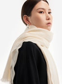 Women's Cashmere Lightweight Woven Scarf White - Gobi Cashmere #color_soft-white