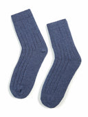 Unisex Cashmere Rib Knit Socks Crown Blue - Gobi Cashmere #color_crown-blue