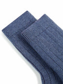 Unisex Cashmere Rib Knit Socks Crown Blue - Gobi Cashmere #color_crown-blue