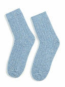 Unisex Cashmere Rib Knit Socks Blue - Gobi Cashmere #color_riviera