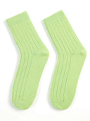 Unisex Cashmere Rib Knit Socks Jade Lime - Gobi Cashmere #color_jade-lime