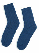 Unisex Cashmere Rib Knit Socks Navy - Gobi Cashmere #color_ensign-blue