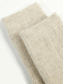 Unisex Cashmere Rib Knit Socks Birch - Gobi Cashmere #color_birch