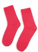 Women's Trim Knit Socks Rouge Red - Gobi Cashmere #color_rouge-red