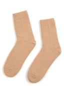 Women's Trim Knit Socks Brown - Gobi Cashmere #color_toasted-almond